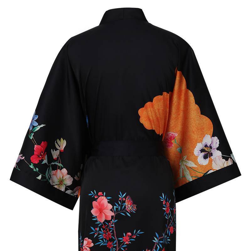 100% Floral Nature - inspired Prints Silk Kimono Robe