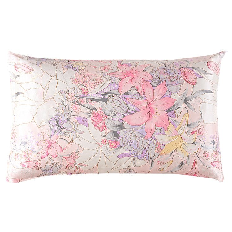 19 Momme Housewife Silk Pillowcase Hidden Zipper Floral Print Silk Pillowcases