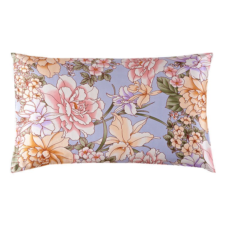 19 Momme Housewife Silk Pillowcase Hidden Zipper Floral Print Silk Pillowcases