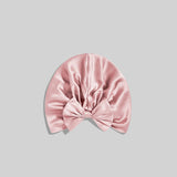 Women Elegant Bowknot Silk Sleep Caps Silk Bow Turban Pink M