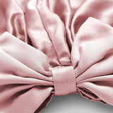Women Elegant Bowknot Silk Sleep Caps Silk Bow Turban Pink M