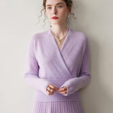 Dam Cashmere tröja V-ringad Cashmere Stickad Pullover Cashmere Wrap