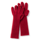 Womens Cashmere Knit Gloves Ribbed Cashmere Gloves with Long Cuffs