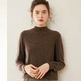 Womens Mock Neck Cashmere Sweater Cashmere Pullover Ribbed Hem