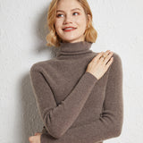 Womens Turtleneck Cashmere Sweater Ribbed Knit Cashmere Pullover Top