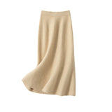 Womens A Line Cashmere kjol Midi Längd Cashmere Stickad tröja kjol