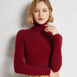 Womens Turtleneck Cashmere Sweater Ribbed Knit Cashmere Pullover Top