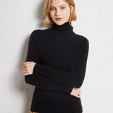 Womens Turtleneck Cashmere Sweater Ribbed Knit Cashmere Pullover Top