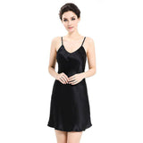 Best Luxury Short Silk Nightgowns For Women 100% Silk Nighties Black XS