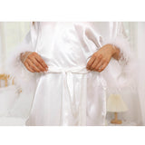 Bridal Silk Kimono Robes With Ostrich Feather Silk Robe