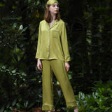 Bright Color Silk Pajamas Set for Women Gold XS