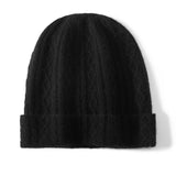 Cable Knit Cashmere Beanie Turn Up Brim Cashmere Knit Cap Winter Hat