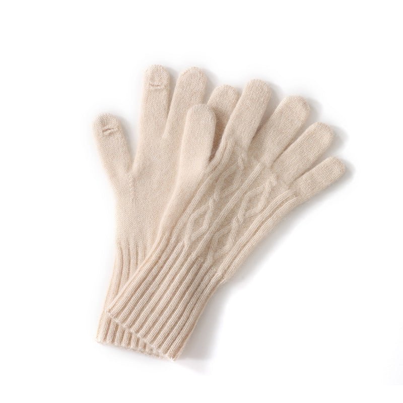 Cable Knit Pure Cashmere Touchscreen Gloves Cashmere Winter Mitts