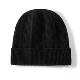 Cashmere Beanie Solid Cable Knitted Cashmere Winter Hat for Women and Men