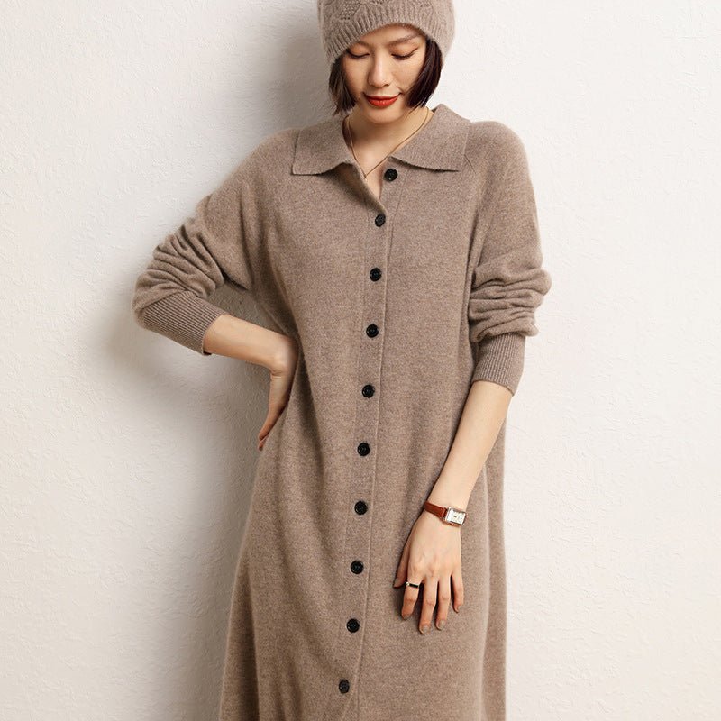 Cashmere Button Down Cardigan Dress Long Cashmere Sweater Dress