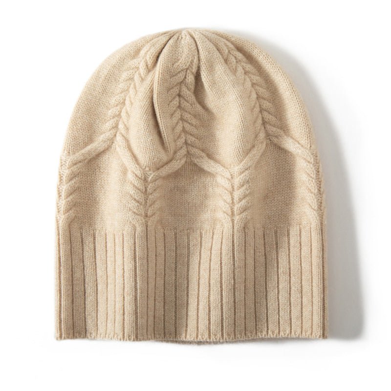 Cashmere Hats Ribbed Edge for Women Cashmere Knitted Beanie