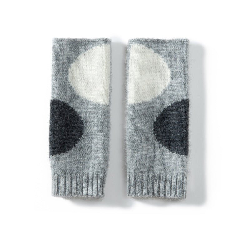 Cashmere Knit Fingerless Mittens for Women Cute Half Finger Typing Gloves