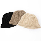 Chunky Cashmere Bucket Hat Cashmere Cable Beanie for Women