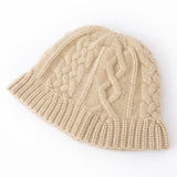 Chunky Cashmere Bucket Hat Cashmere Cable Beanie for Women