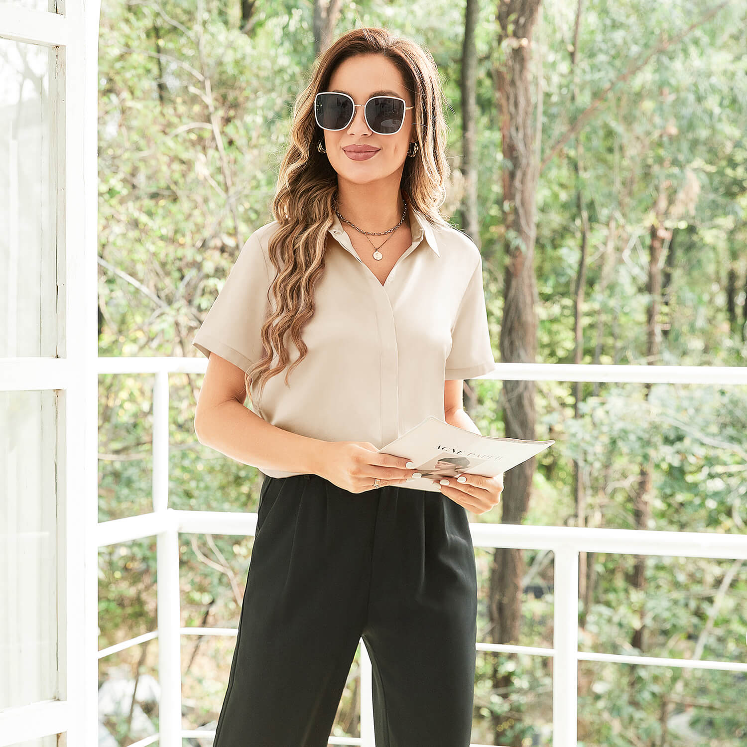 Classic Short Womens Silk Blouse Silk Button Down Shirt