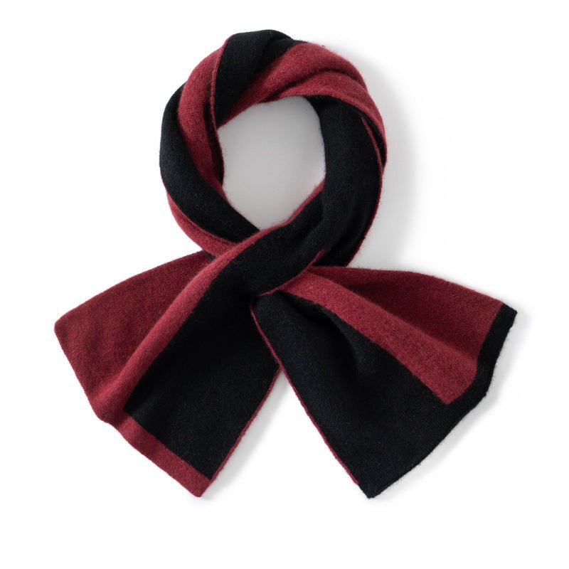 Color Contrast Pure Cashmere Scarf for Women Cashmere Crossover Scarf