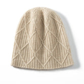 Diamond Cashmere Beanie Textured Cashmere Knit Hat for Men and Women