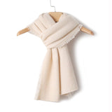 Fringed Pure Cashmere Scarf for Women Cashmere Wrap Tassel Edge