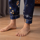 Galaxy Printed Silk Pajama Set For Mens Luxury Silk Nightwear