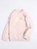 Girls Pink Cashmere Sweater Bow Knit Detailing Kids Cashmere Pullover Pink 90
