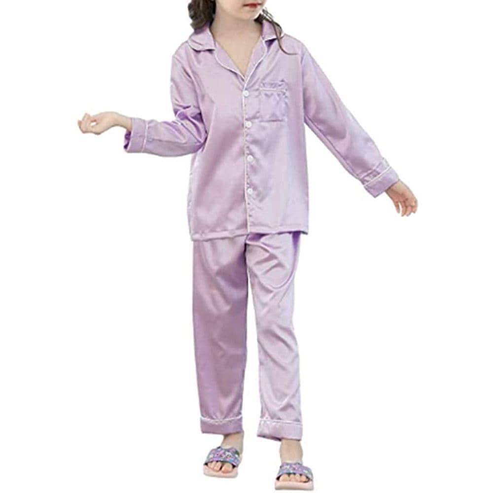 Girls Silk Pajama Set Long Unisex Silk Pajamas For Kids