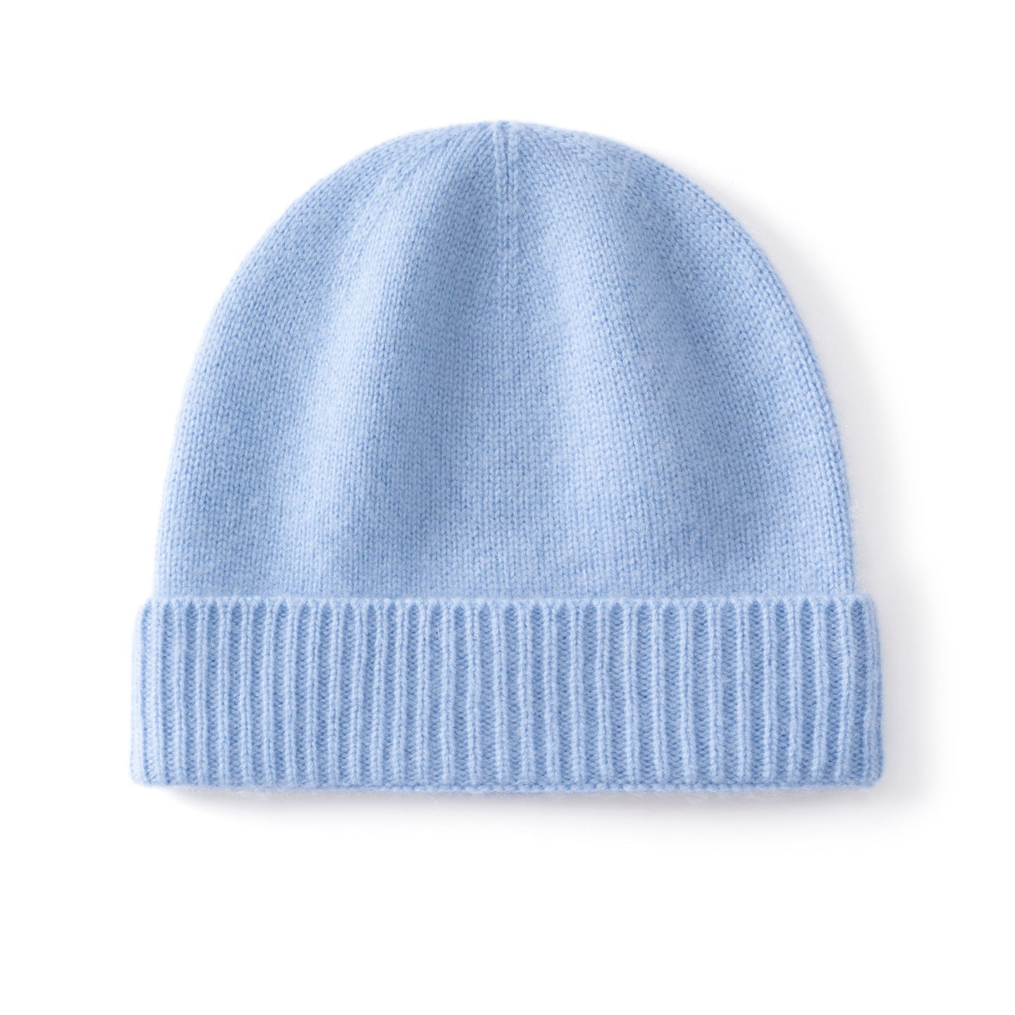 Kids Cashmere Beanie Knit Cashmere Hat with Ribbed Cuff Multi Colors Sky Blue S