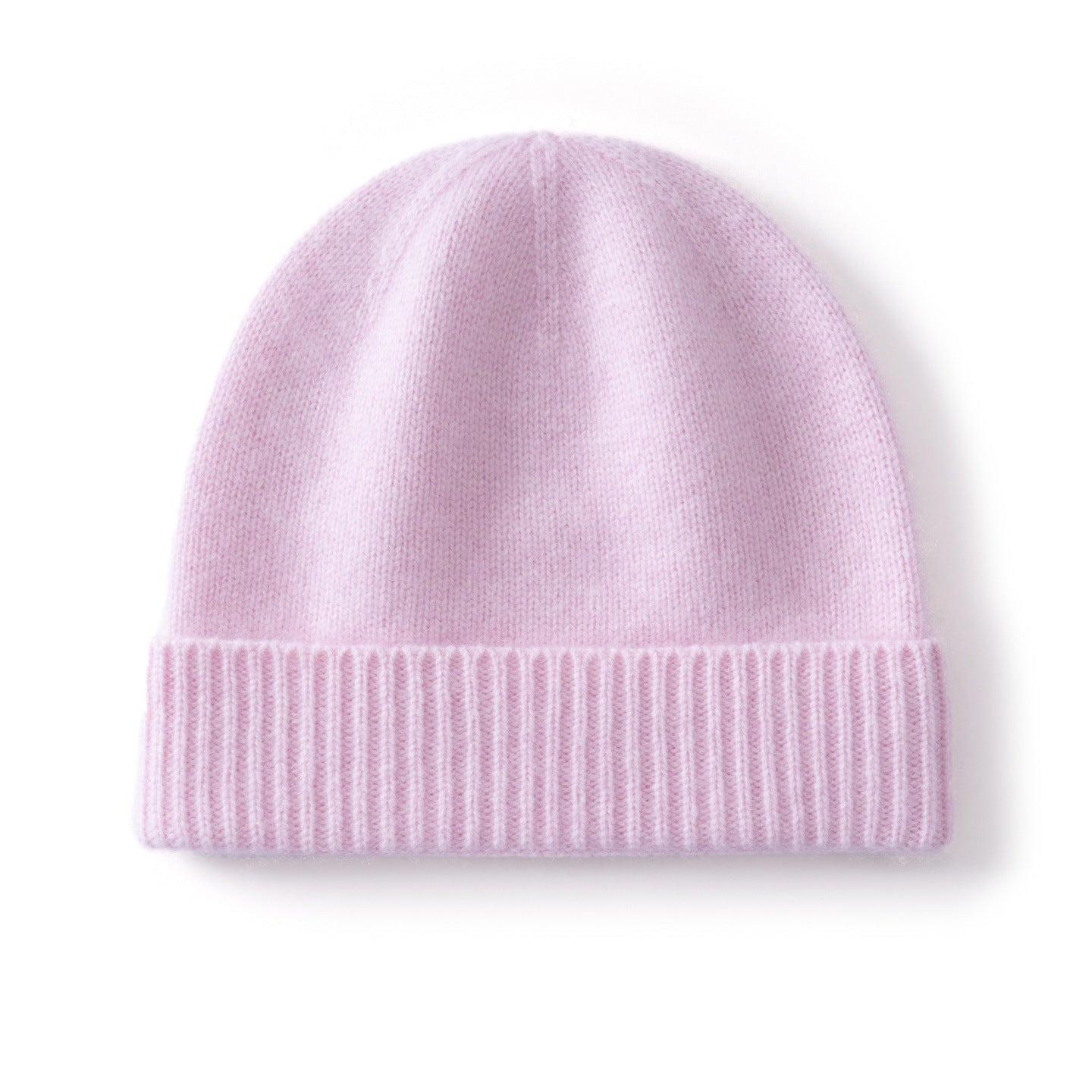 Kids Cashmere Beanie Knit Cashmere Hat with Ribbed Cuff Multi Colors Pink S