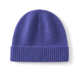 Kids Cashmere Beanie Knit Cashmere Hat with Ribbed Cuff Multi Colors Violet S