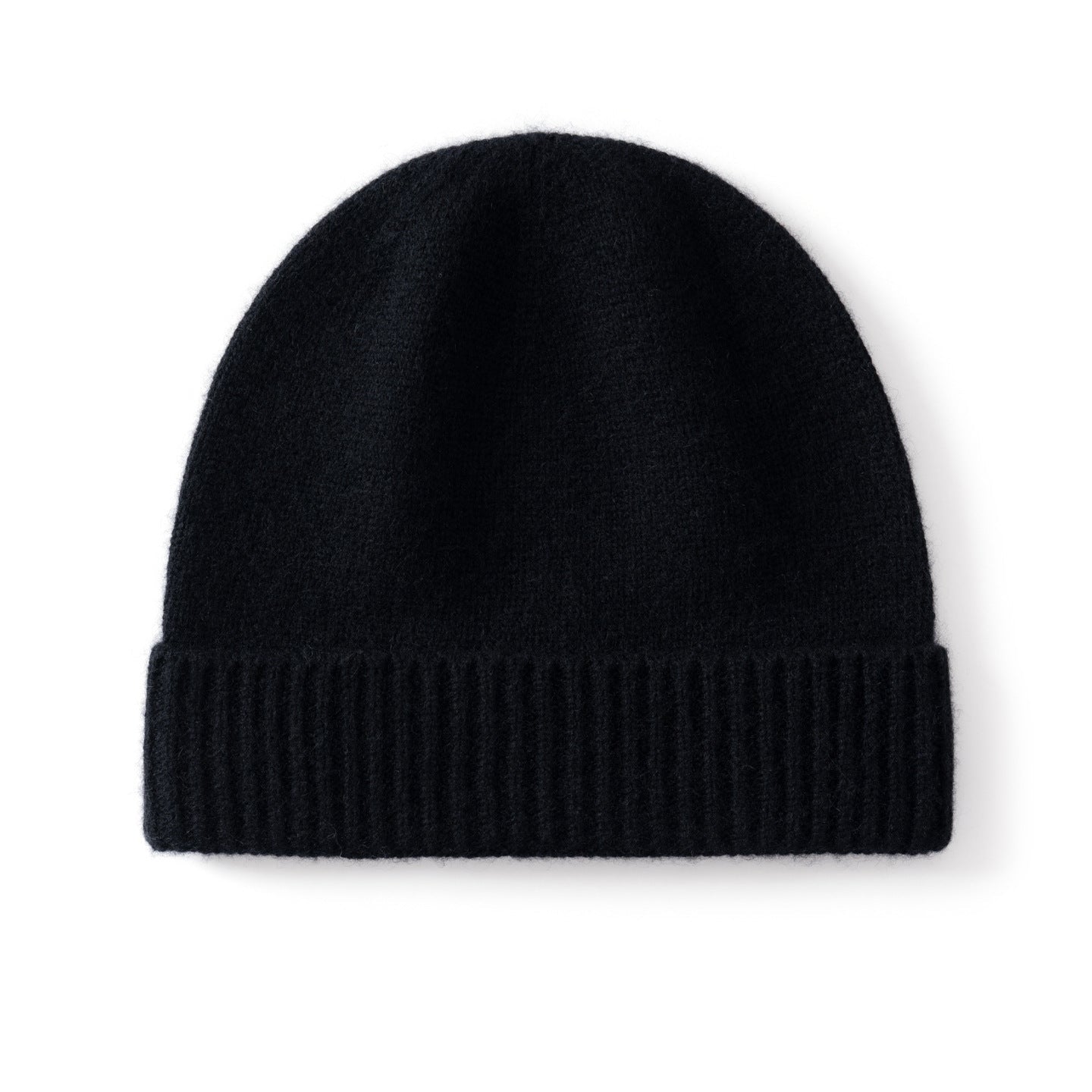 Kids Cashmere Beanie Knit Cashmere Hat with Ribbed Cuff Multi Colors Black S