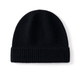Kids Cashmere Beanie Knit Cashmere Hat with Ribbed Cuff Multi Colors Black S