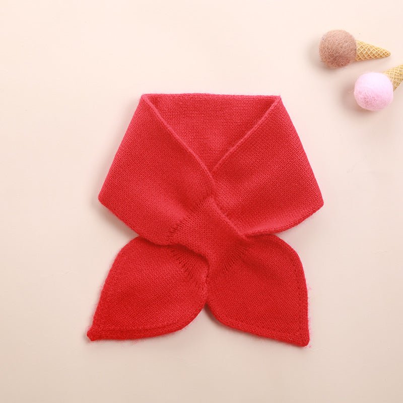 Kids Colorful Knit Cashmere Scarf Bow Knot Cashmere Neck Warmer