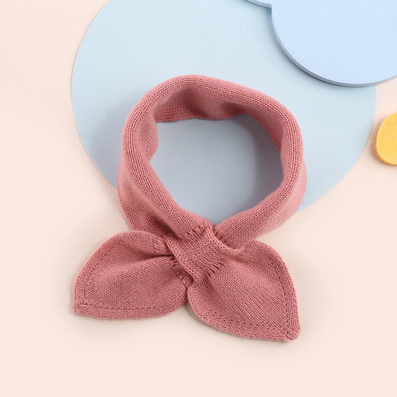 Kids Colorful Knit Cashmere Scarf Bow Knot Cashmere Neck Warmer