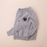 Kids Crew Neck Cashmere Cardigan Button Front Knit Cashmere Sweater Grey 90