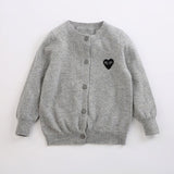Kids Crew Neck Cashmere Cardigan Button Front Knit Cashmere Sweater Grey 90