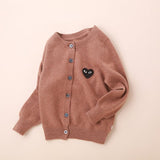 Kids Crew Neck Cashmere Cardigan Button Front Knit Cashmere Sweater Brown 80