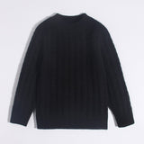 Kids Crew Neck Pure Cashmere Sweater Cable Knitted Cashmere Sweater Black 90