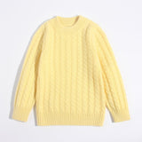 Kids Crew Neck Pure Cashmere Sweater Cable Knitted Cashmere Sweater Yellow 90