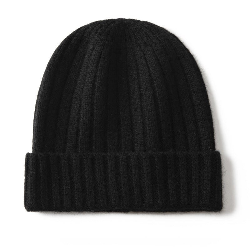 Kids Ribbed Cashmere Beanie Hat Fold Over Pure Cashmere Beanie Multi Colors