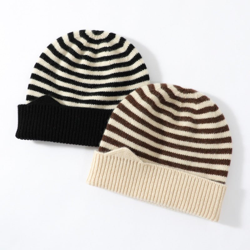 Kids Striped Cashmere Beanie Soft Cashmere Hats for Children