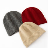 Lightweight Cashmere Winter Hat with Ribbed Edge Cashmere Knit Beanie