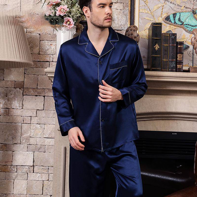 Long Best Mens Silk Pajamas Set Comfortable Silk Sleepwear
