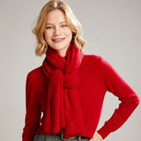Long Cut - out Cashmere Scarf for Women Double Layer Solid Cashmere Shawl and Wraps