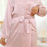 Long Mulberry Silk Robe Luxury 100% Silk Bathrobe Silver Gray XS