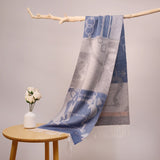 Long Pure Cashmere Fringed Scarf With Intricate Pattern Cashmere Warps