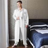 Mens Long Silk Pajamas & Robe Set Full Length Silk Sleepwear